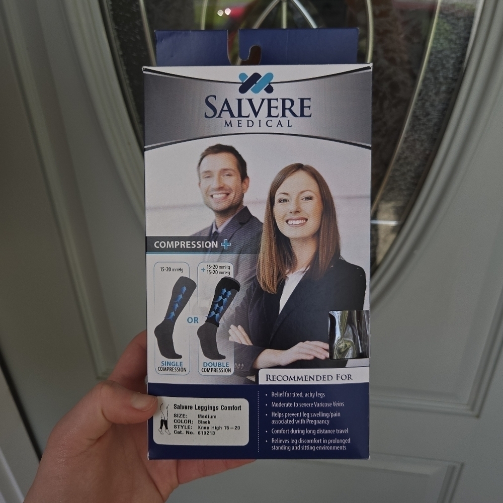 NWT Salvere Medical Compression Socks Black MEDIUM